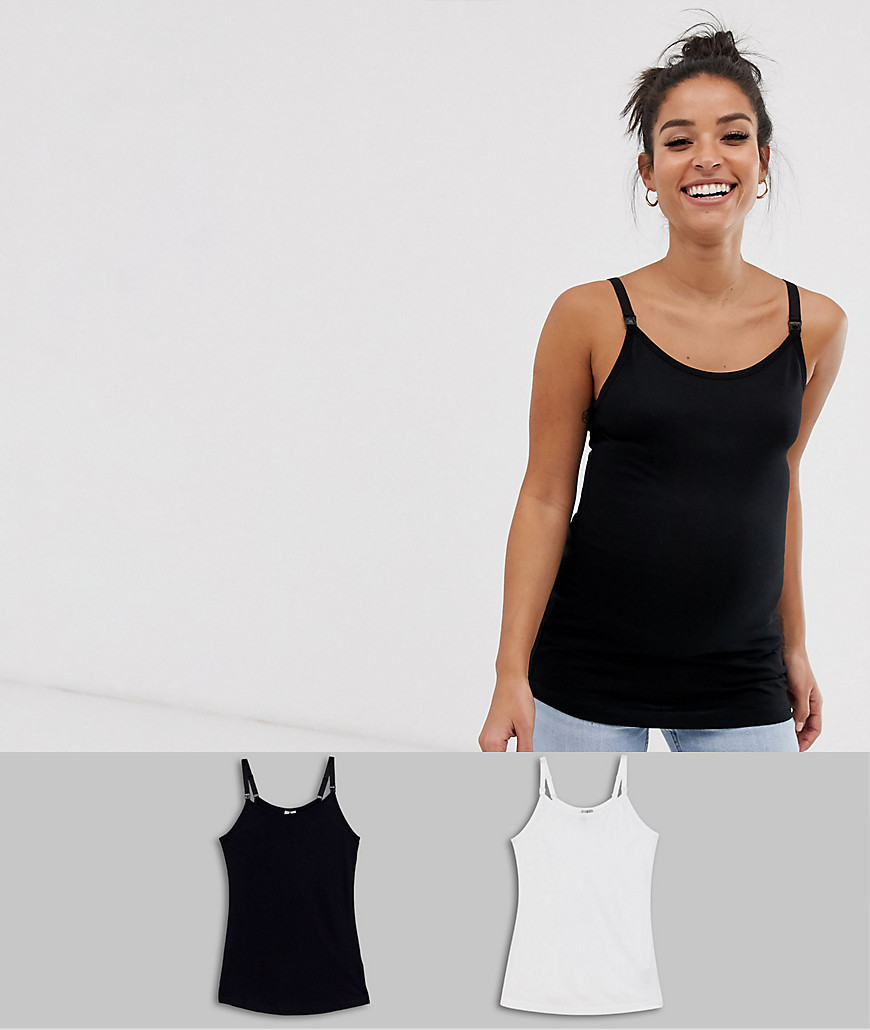 ASOS DESIGN Maternity nursing cami with clips 2 Pack SAVE-Multi