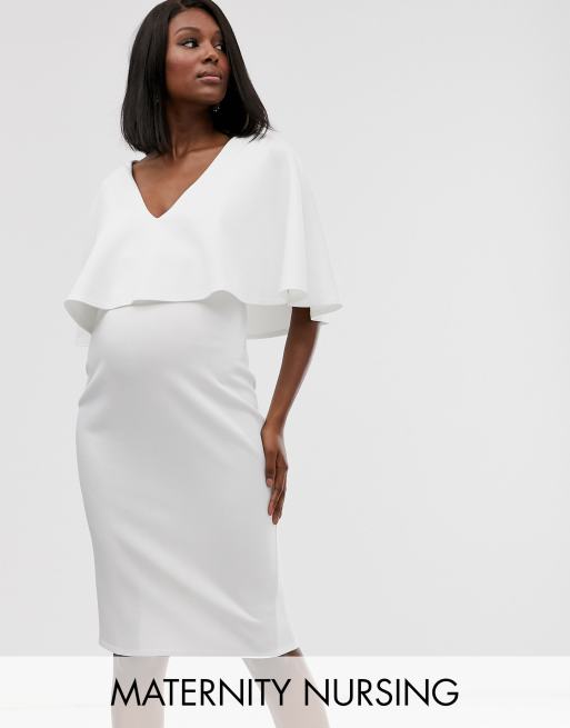 ASOS DESIGN Maternity Nursing cape double layer bodycon midi dress