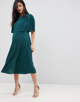 ASOS DESIGN Maternity Nursing crop top plisse midi dress