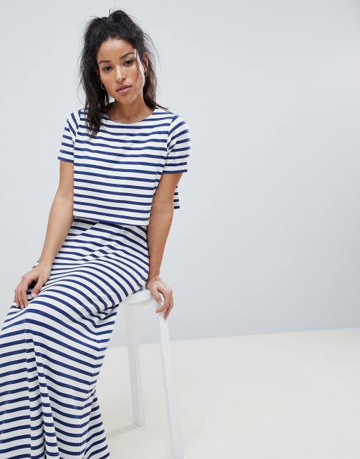 ASOS DESIGN Maternity nursing double layer maxi dress in stripe