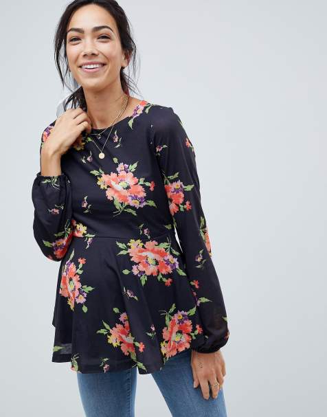 ASOS DESIGN Maternity nursing double layer smock in floral print