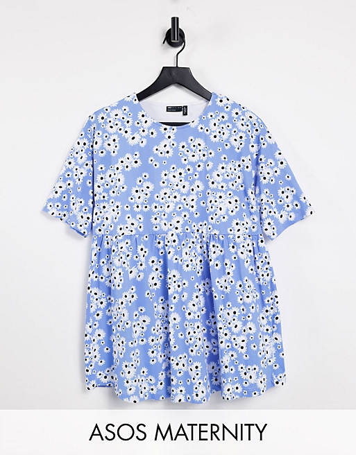 Women Shirts & Blouses/Maternity nursing double layer smock top in daisy print 