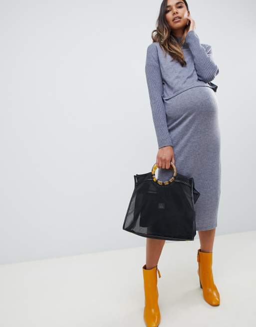 ASOS DESIGN Maternity Nursing eco sweater dress in fine knit ASOS