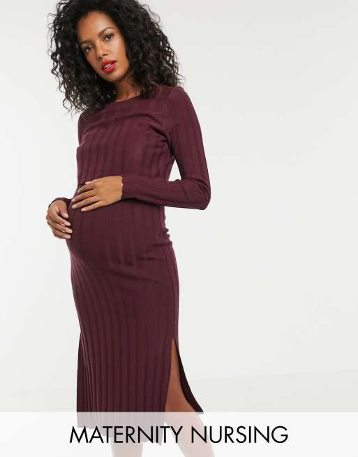 ASOS DESIGN Maternity Nursing fine knit ribbed dress, ASOS