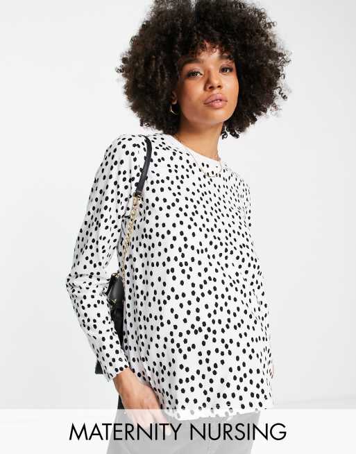 ASOS DESIGN Maternity nursing long sleeve top with mono print and double  layer