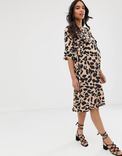 Asos leopard clearance maternity dress