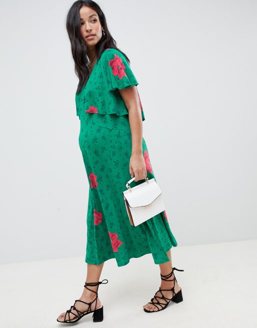 ASOS Maternity NURSING Dress with Double Layer in Floral