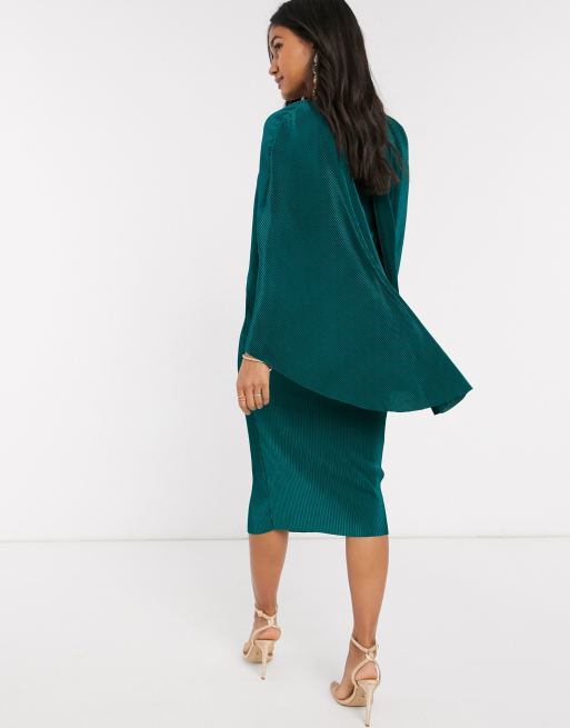 ASOS DESIGN Maternity Nursing plisse cape midi dress