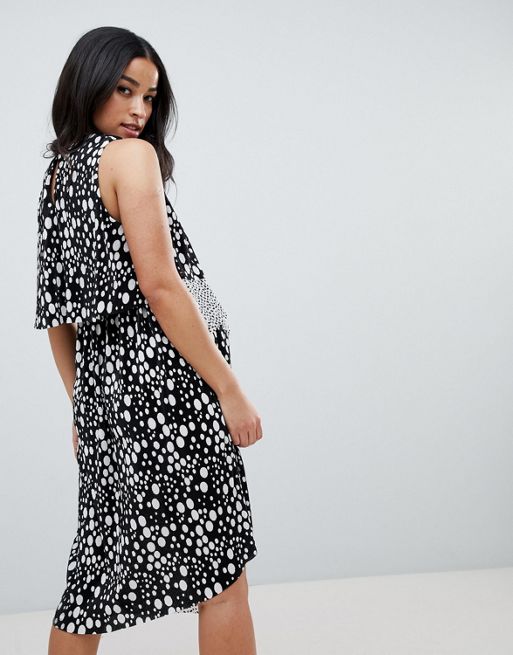ASOS Maternity NURSING midi dress with Double Layer in Blurred Spot
