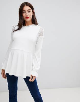 ASOS DESIGN Maternity nursing smock with lace inserts | ASOS