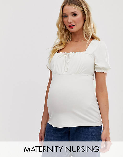 ASOS DESIGN Maternity nursing square neck ruched front top with