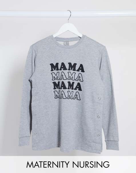 ASOS DESIGN Maternity nursing sweat with mama motif - view 1