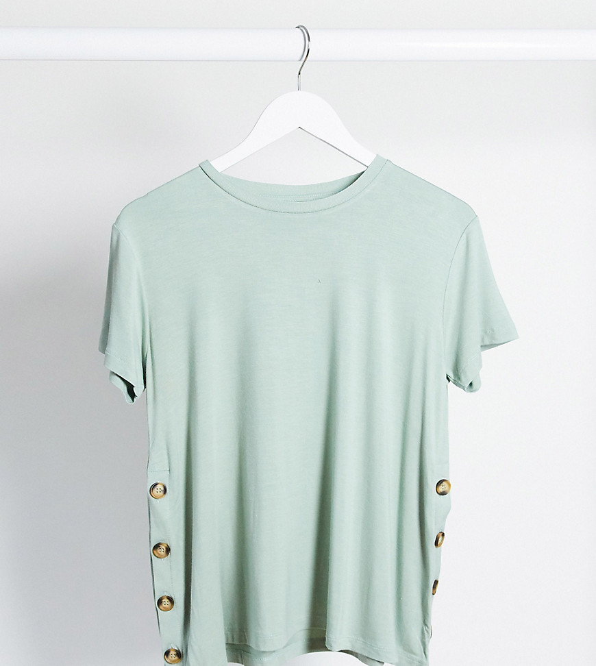 ASOS DESIGN Maternity nursing t-shirt with button side in sage green