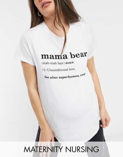 ASOS DESIGN Maternity nursing t-shirt with mama bear motif