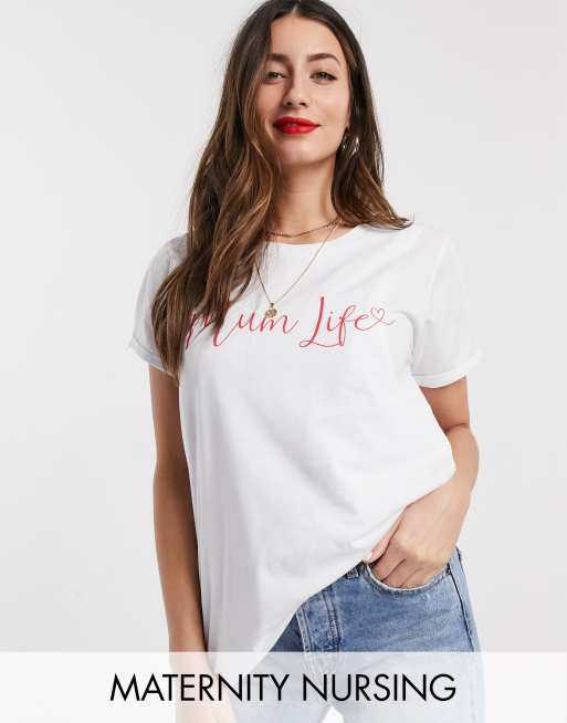 ASOS DESIGN Maternity nursing t-shirt with mum life slogan | ASOS