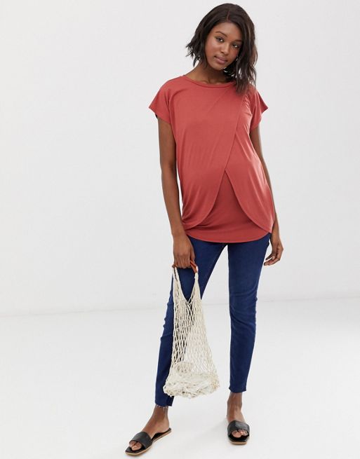 ASOS DESIGN Maternity Nursing T-shirt With Button Sides in Cream, I Wish  Someone Had Told Me to Shop for Double-Duty Maternity Clothes When I Was  Pregnant