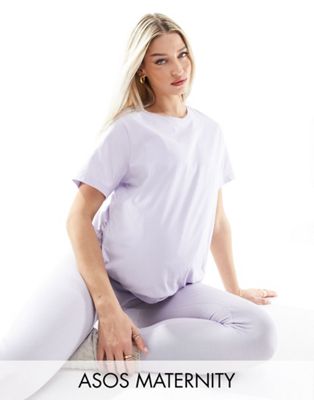 Asos Maternity Asos Design Maternity Nursing Tee & Legging In Lilac-purple