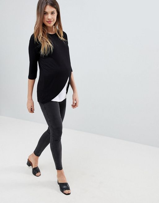 ASOS Maternity NURSING Top With Wrap Overlay and Long Sleeve