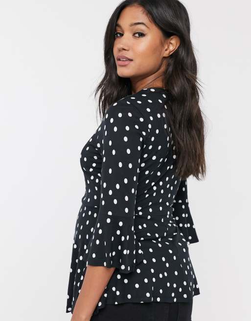 ASOS DESIGN Maternity nursing v neck smock top in polka dot