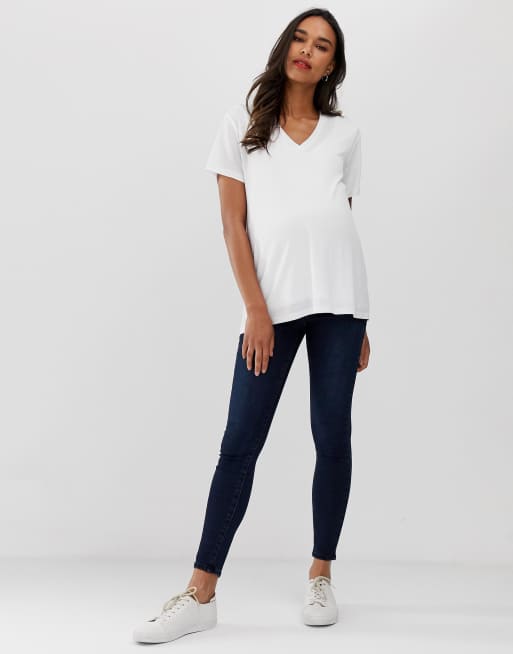 ASOS DESIGN Maternity nursing v-neck t-shirt in white