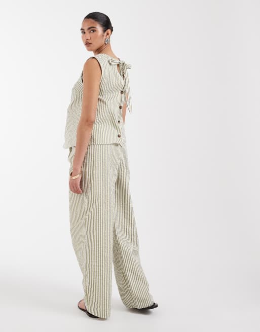 ASOS DESIGN Maternity – Obszerne spodnie z kory w paski, część zestawu, 4 z 5