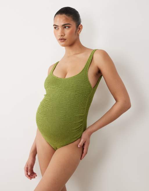 ASOS DESIGN Maternity – Oceana – Badeanzug in Grün mit U-Ausschnitt, 2 von 4