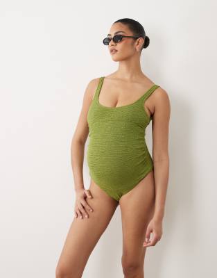 Asos Maternity Asos Design Maternity Oceana Scoop Neck Swimsuit In Green