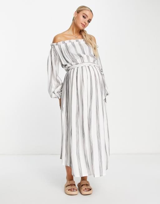 ASOS DESIGN Maternity belted shirt beach dress in natural