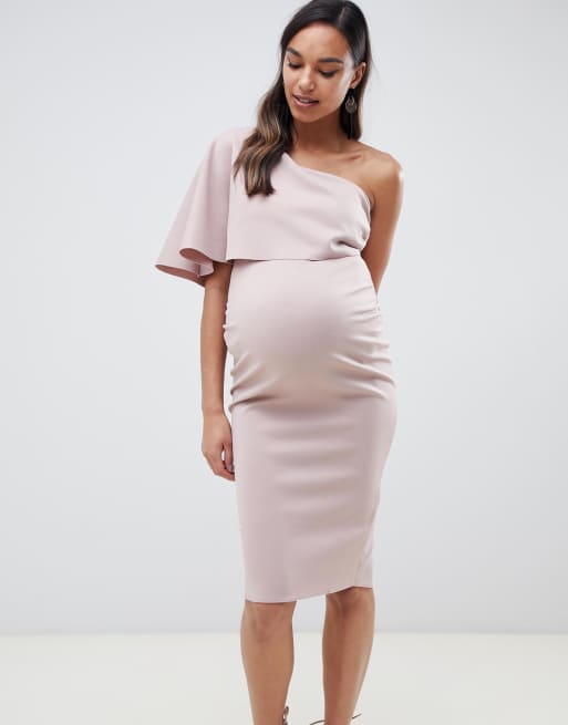 one shoulder gown with cape