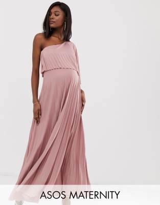 asos design one shoulder pleated crop top maxi dress