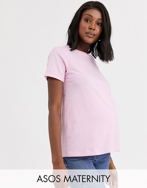 ASOS DESIGN Maternity ultimate organic cotton crew neck t-shirt in pink