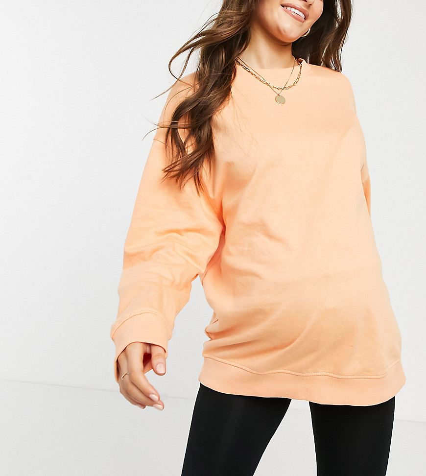 ASOS DESIGN Maternity organic cotton oversized sweatshirt in orange