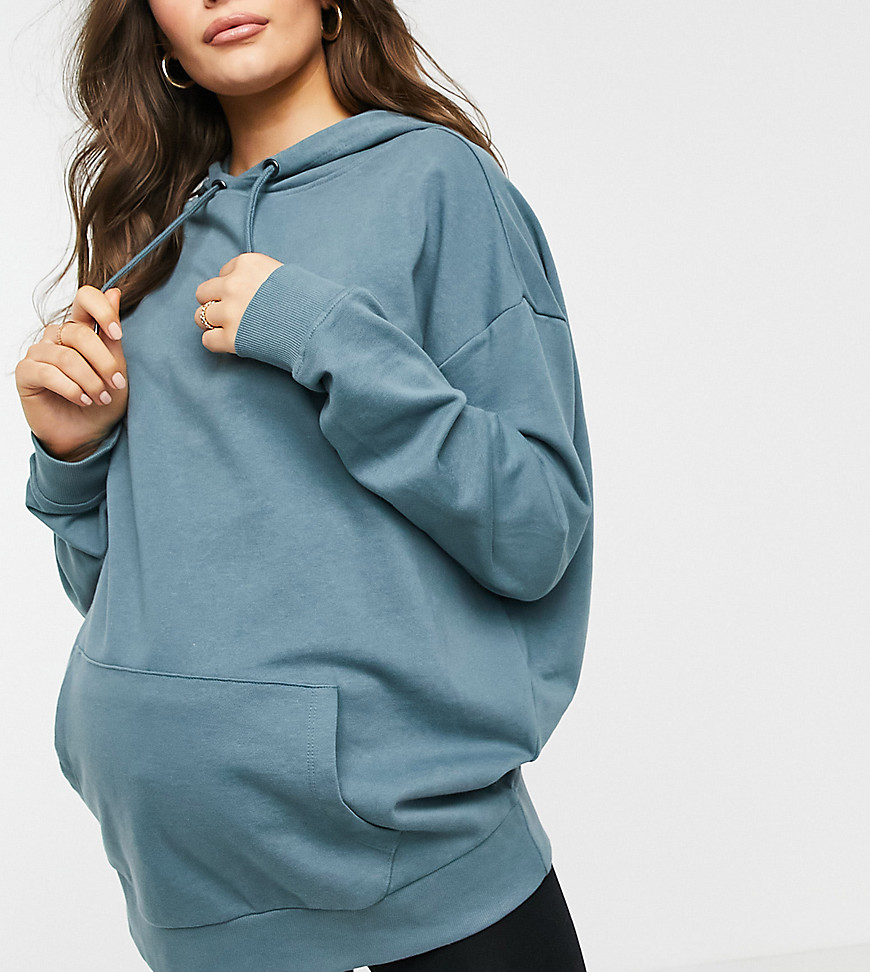 ASOS DESIGN Maternity organic cotton super oversized boyfriend hoodie in dolphin gray-Grey