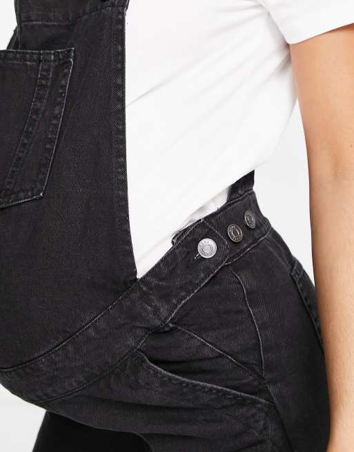 ASOS DESIGN Maternity 'original' denim overalls in washed black, 3 of 4