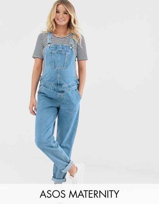 ASOS DESIGN Maternity - 'Original' denim tuinbroek in middenblauwe wassing