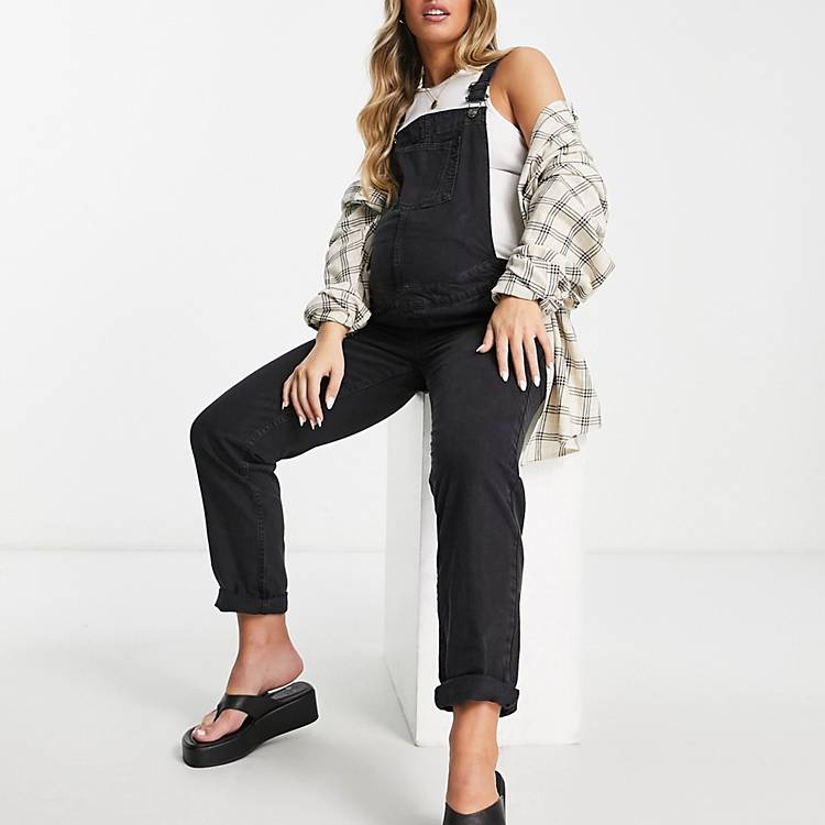 Asos Donna Abbigliamento Tute e salopette Salopette ASOS DESIGN Maternity Salopette di jeans slavato Original 