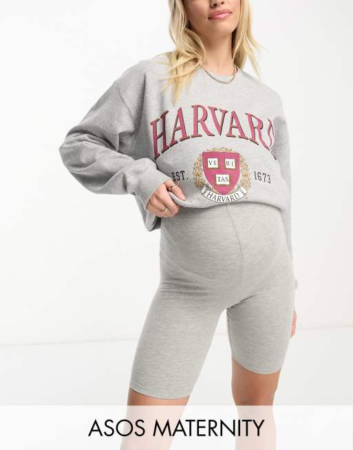 ASOS DESIGN Maternity over the bump basic legging short in heather gray, 2 of 5