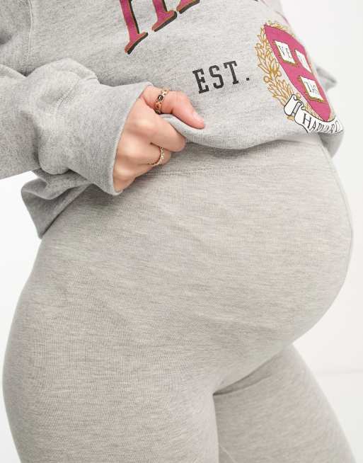 ASOS DESIGN Maternity over the bump basic legging short in heather gray, 4 of 5