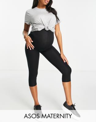 ASOS MATERNITY ASOS DESIGN MATERNITY OVER THE BUMP CAPRI LEGGING IN BLACK,20S2385