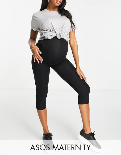 ASOS DESIGN Maternity Petite over the bump leggings in black