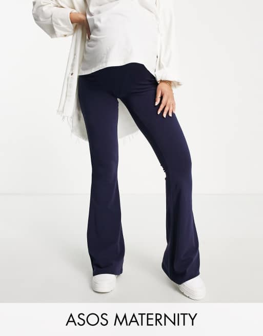 ASOS DESIGN Maternity over the bump cotton kick flare pants in midnight blue