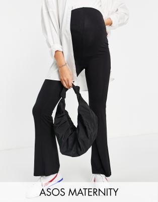 ASOS MATERNITY ASOS DESIGN MATERNITY OVER THE BUMP KICK FLARE PANT IN BLACK,ASJW-0205