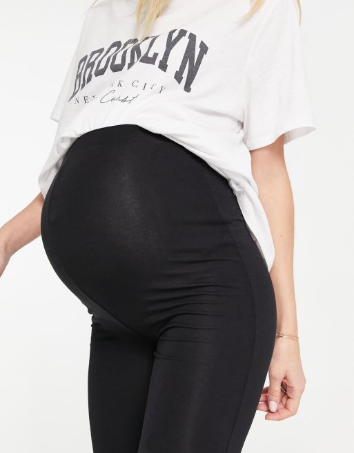 ASOS DESIGN Maternity over the bump kick flare trousers in black, 3 of 4
