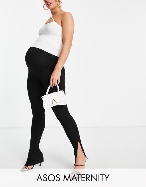 ASOS DESIGN Maternity Petite over the bump leggings in black