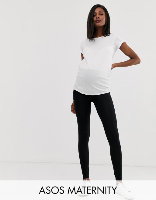 Missguided Maternity leggings with waistband in black