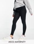 [ASOS Maternity] ASOS DESIGN Maternity over-the-bump leggings in black 8 Black