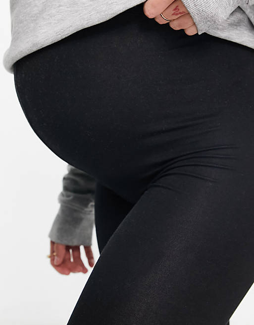 ASOS DESIGN Maternity over the bump leggings in black | ASOS