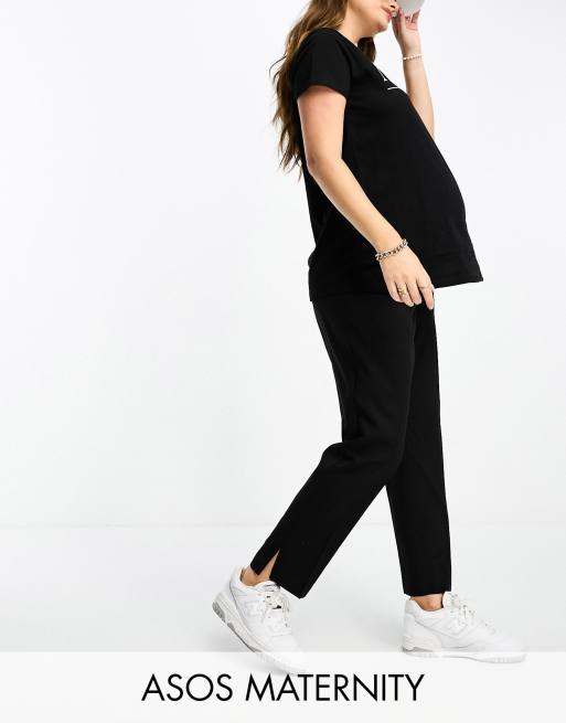 ASOS DESIGN Maternity over the bump slim cigarette pants in black