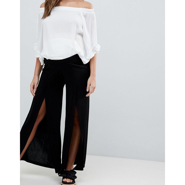 ASOS DESIGN Maternity under the bump contrast piped wide leg