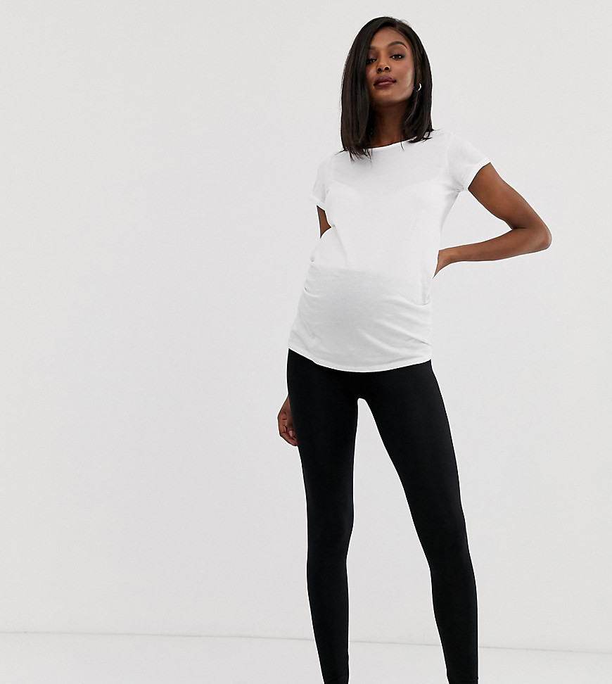 ASOS DESIGN Maternity over/under-the-bump high waist leggings in black